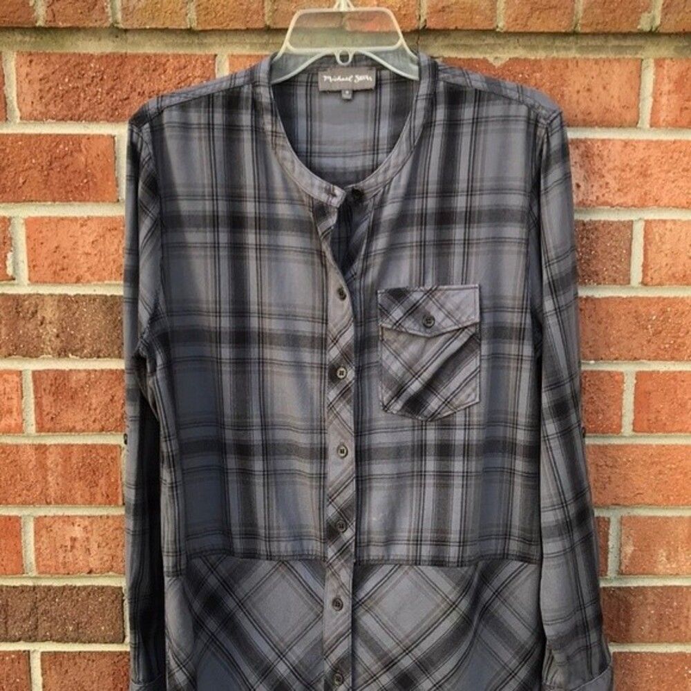 Michael Stars Highline Plaid Hi-Lo Shirt Dress sz Medium - Picture 4 of 14